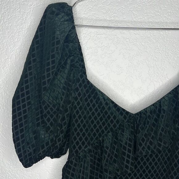 New Revolve X House of Harlow 1960 MEDINAH Mini Dress in Hunter Green Velvet - Picture 4 of 14